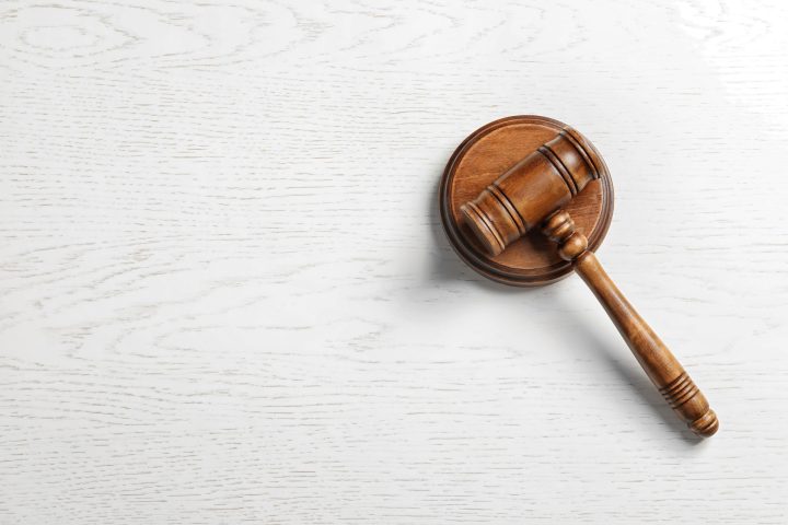 Judge's,Gavel,On,Light,Background,,Top,View.,Law,Concept